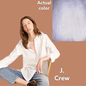 J crew white with gray or tan skinny pinstripes!